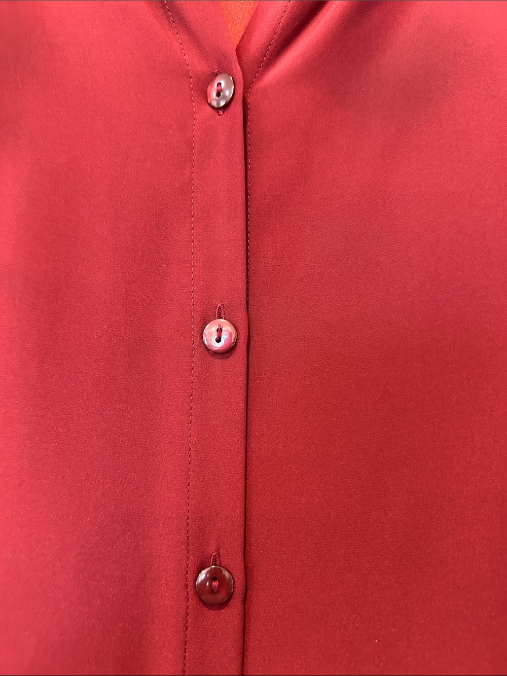 Lafayette 148 New York Burgundy Button-Front Draped Collar Shirt - Picture 5 of 6